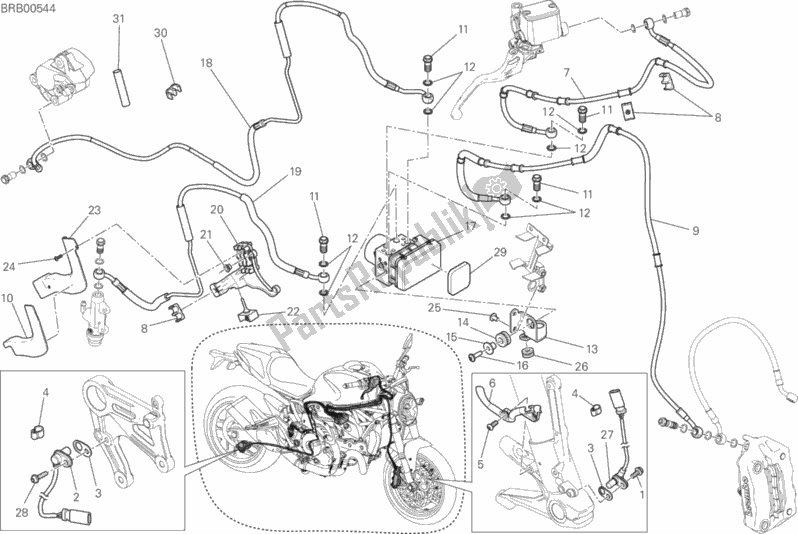 Tutte le parti per il Sistema Di Frenatura Antibloccaggio (abs) del Ducati Monster 821 Stripes AUS 2017